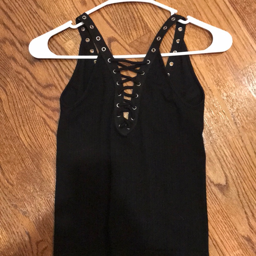 Aqua lace up top